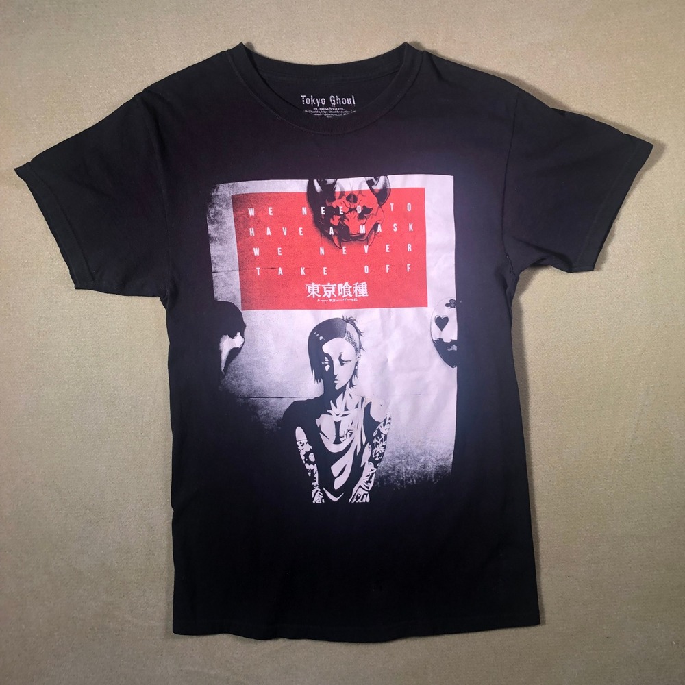Tokyo Ghoul T-Shirt Mens Small Black Uta Mask Quote Graphic Anime Tee